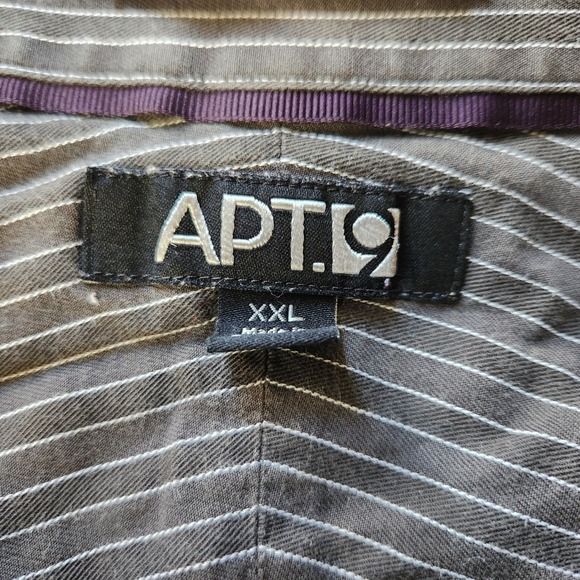 APT 9 Mens Shirt Long Sleeve Button Down Pinstripe Dark Gray Casual Dress XL - Picture 11 of 16